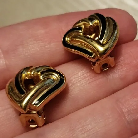 Christian Dior Vintage Heart Double Intertwined Clip-on Earrings